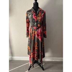 SOFT SURROUNDINGS Asymmetrical Floral Dress Sz S Coastal Grandma Elegant Picnic